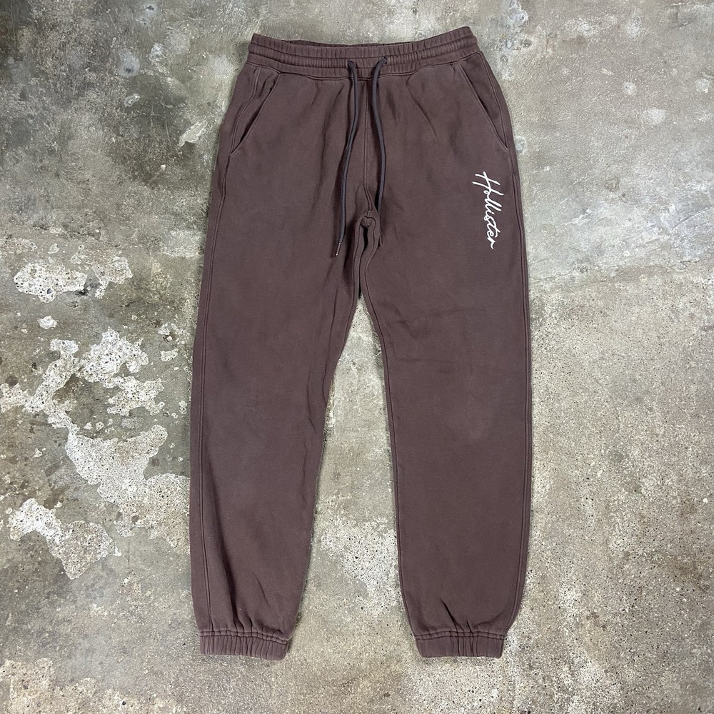 Vintage Y2K Hollister Sweatpants Size Small Brown Fleece Joggers‎ Tapered Ankle